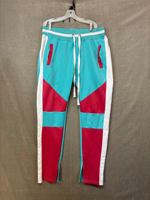 Superdry Track Pants Men Color Block Turquoise Red White Size L Good Condition 1