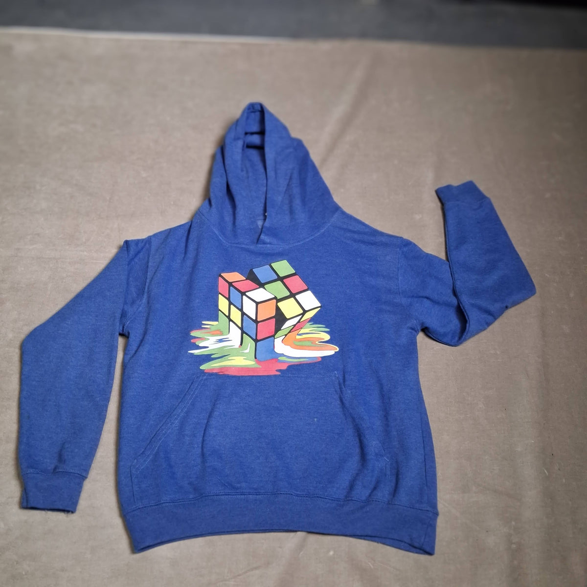 Rubiks Cube Graphic Blue Hoodie Sweatshirt Unisex L.A.T Size M
