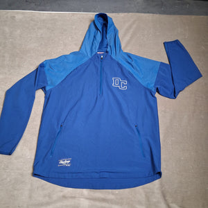 Rawlings Men's Blue DC Logo Quarter Zip Hooded Pullover Size L Gently Used 1