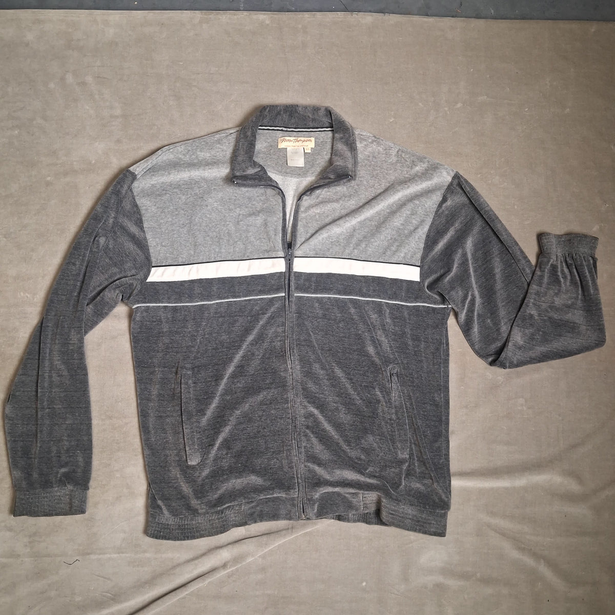 Norm Thompson Mens Gray Colorblock Zip Up Track Jacket Size XLG