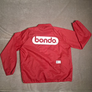 BONDO Brand Opuq Unisex Red Logo Windbreaker Jacket Snap Front Size M Y2K 1