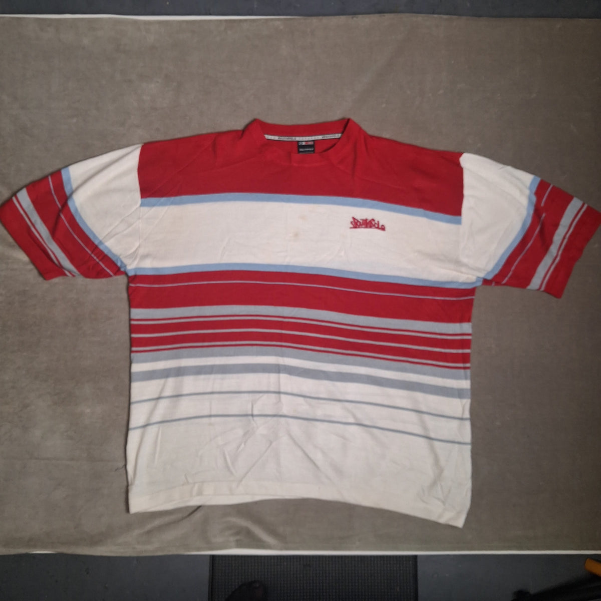 Southpole Men's Red White Blue Striped Knit Polo Shirt Size XXL