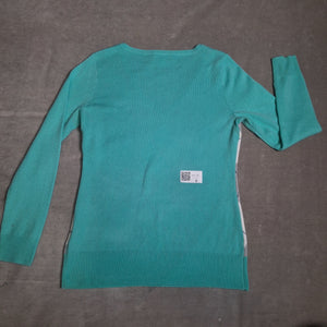 NEW YORK & COMPANY Women Sweater Teal Argyle V-Neck Pullover Size S Gently Used 5