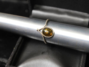 Elegant Silver Ring with Amber-Like Stone 1