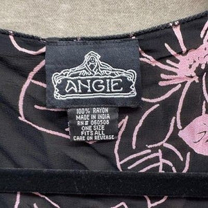 Boho Sheer Floral Angie Blouse Womens One Size Black Pink Used Flow Top 3