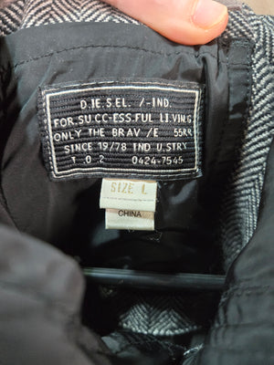 Diesel Mens Black Hooded Anorak Jacket Teflon Nylon Pockets Size L 2