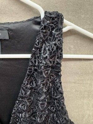 MM Couture Dress Womens Small Black Sequin Lace Sleeveless Cocktail Party Mini 2