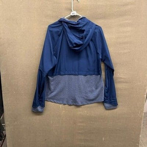 Avia Women's L (12-14) Hooded Windbreaker Jacket Full Zip Blue Gray Running EUC 3