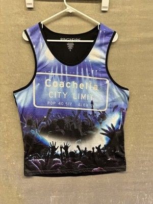 Coachella City Limit Shirt Mens Large Blue Music Festival Crowd Graphic Tank Top