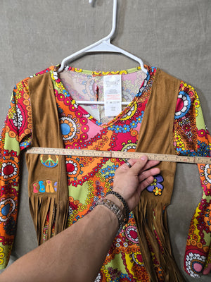 Forum Novelties Hippie Costume Dress Fringe Vest 60s 70s Groovy Peace Size L 5
