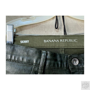 Banana Republic Coated Leather Look Skinny Jeans Size 30 Dark olive green color 2