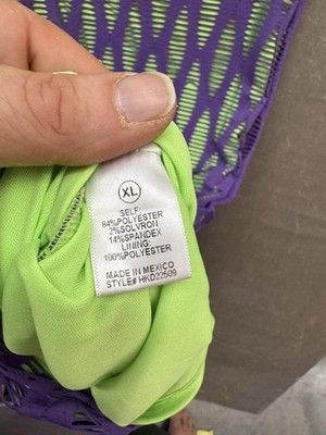 Fashion Nova Dress Womens XL Purple Green Mesh Cutout Bodycon Maxi Clubwear