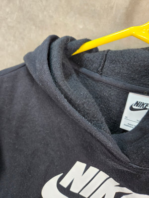 Nike Swoosh Logo Black Fleece Pullover Hoodie Sweatshirt Size XL 5