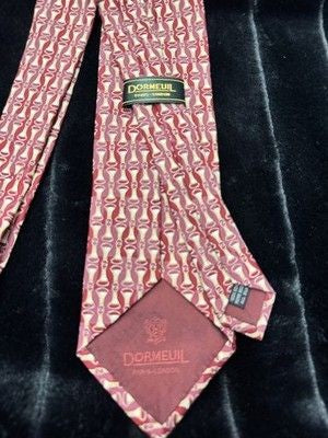 Dormeuil Silk Tie Burgundy Red Gold Geometric Pattern Pre-Owned Made in France 2