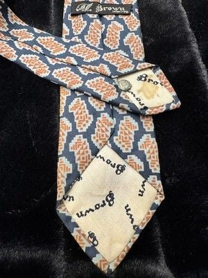 Vintage A L Brown Tie Mens Silk Necktie Geometric Made In Italy 50s 1950s 2