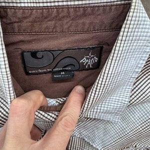 Prana Shirt Mens Medium Brown Plaid Short Sleeve Button Front Outdoor Casual 3