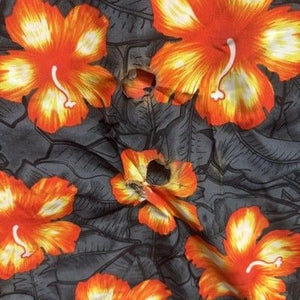 Sideout Shirt Mens Large Black Orange Floral Hawaiian Button Up Short Sleeve 3