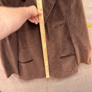 Linea Uomo Blazer Mens Brown Velvet Velour Sport Coat 3 Button Notch Lapel Vents 4