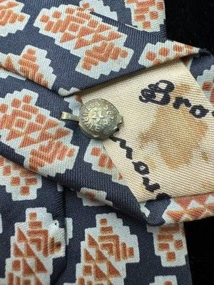 Vintage A L Brown Tie Mens Silk Necktie Geometric Made In Italy 50s 1950s 3