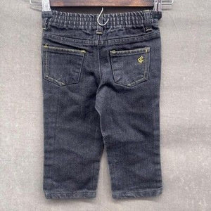 Rocawear Baby Jeans Boys Black Denim Pants 18M Pre-Owned Stretch Yellow Stitch 2