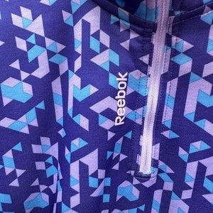 Reebok Sweatshirt Mens XL Purple Quarter Zip Workout Ready Geometric Print 4