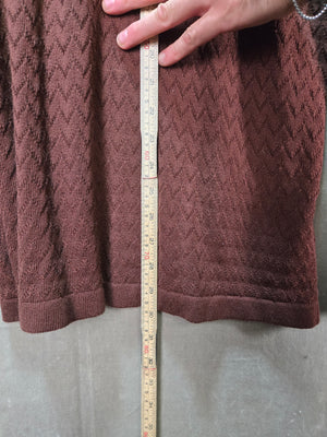 Northern Isles Men's Brown Herringbone Knit Long Sleeve Polo Shirt Size L 5