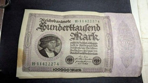 (6) Germany 1923 100,000 Mark Reichsbanknotes Inflation Notes 2