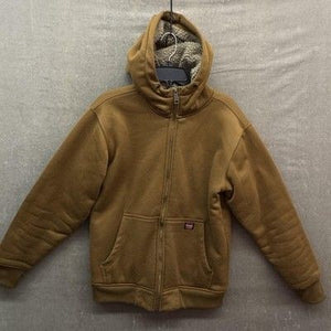 Wrangler Workwear Jacket Mens Small Brown Sherpa Lined Full Zip Hoodie Fleece 5