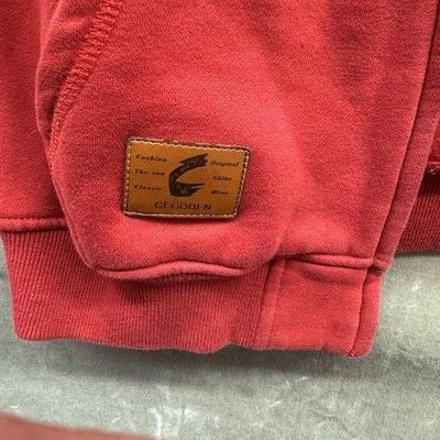 CEGODEN Hoodie Mens 2XL Red Full Zip Fleece Lined Hooded Sweatshirt Streetwear