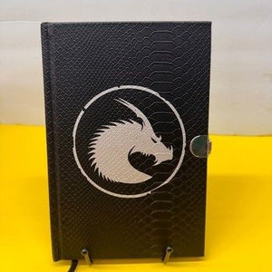 Black Faux Snakeskin Dragon Journal Silver Clasp Hardcover Notebook Pre-Owned 1