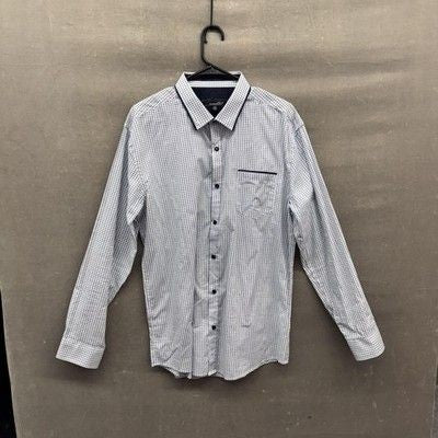 Coastal Shirt Mens XL White Blue Pattern Button Up Long Sleeve Modern Casual