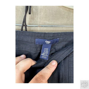 GAP Women's Wide Leg Linin Casual Pants with Drawstring Waist, Size 6R, Black 2