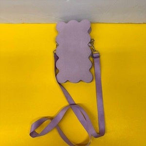 Faux Suede Mini Crossbody Bag Purple Scalloped Wavy Edge Pre-Owned Excellent 2