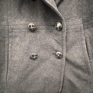 London Fog Jacket Womens Large Gray Wool Blend Hooded Double Breasted Coat Lined 2