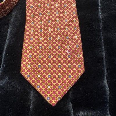 Lancel Silk Tie Mens Classic Formal Geometric Pattern Pre-Owned Made in France
