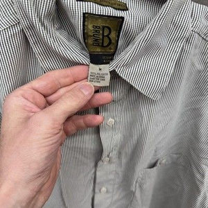 Bruno Shirt Mens Medium Gray Striped Short Sleeve Button Up Sueded Microfiber Pr 2