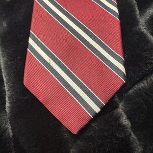 Tom James Silk Tie Burgundy Red Striped Pre-Owned Good Condition 5