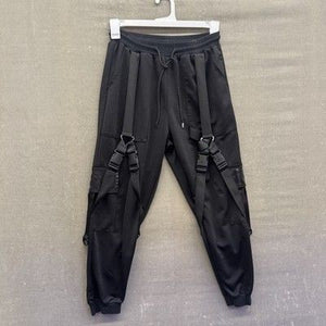 Womens Joggers Cargo Techwear Pants Small Pre-Owned Excellent Straps Buckles 2