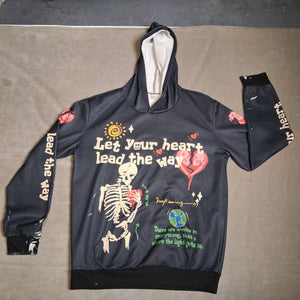 Skeleton Graphic Let Your Heart Lead The Way Black Hoodie Size L 1