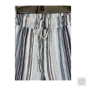 Briggs Casual Linen Pants Striped Drawstring Relaxed Fit Large Women Used 3