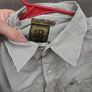 Bruno Shirt Mens Medium Gray Striped Short Sleeve Button Up Sueded Microfiber Pr 3
