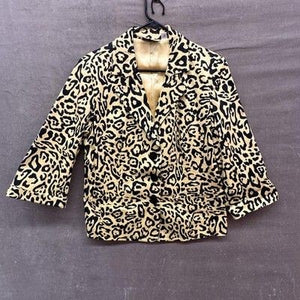 Linea by Louis Dell'Olio Blazer Womens Medium Leopard 3/4 Sleeve Two Button 2