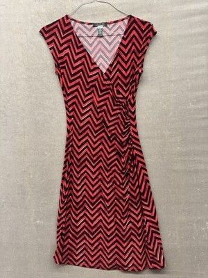 Lauren Ralph Lauren Dress Womens Small Chevron Sleeveless Ruched Knee Length 2