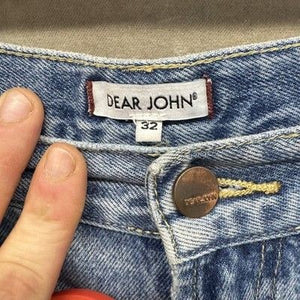 Dear John Jeans Mens 32 Distressed Blue Ripped Grunge Denim Straight Leg 32x28 3