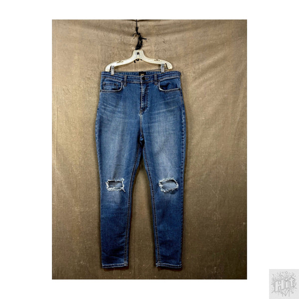 Lee Heritage Straight Women's Jeans Size W28 L32 Medium Wash Ripped Distressed