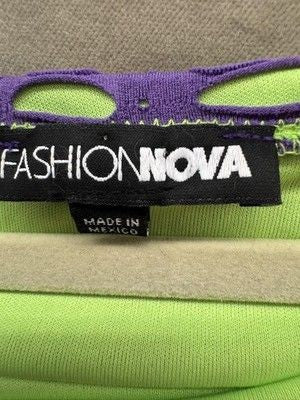Fashion Nova Dress Womens XL Purple Green Mesh Cutout Bodycon Maxi Pre-Owned Exc 3