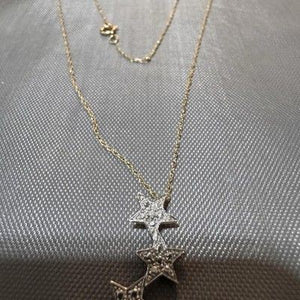 10K Yellow Solid Gold Triple Star 3/4" Pendant With 18" 10K Chain 2