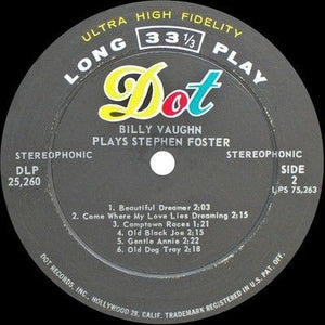 Billy Vaughn Plays Stephen Foster Vinyl LP Record Used 5