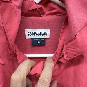 Magellan Outdoors Mens XL Pink Hooded Windbreaker Semi-Fitted Half Zip Pre-Owned 1