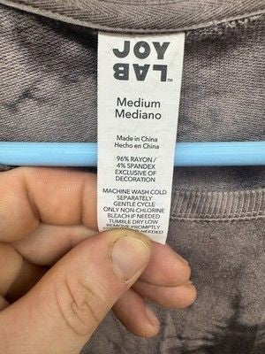 Joy Lab Pullover Womens Medium Gray Black Tie Dye Long Sleeve Sweater Lounge Top 3